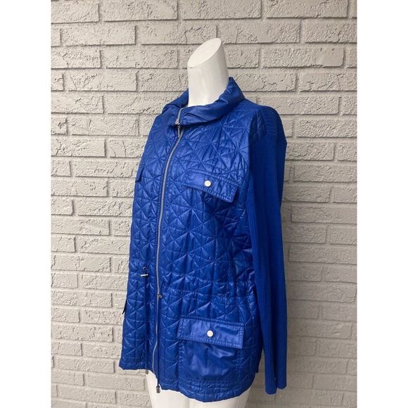 Chico’s Women Royal Blue Quilt /Knit Full Zip Front Sweater Size 3 - Picture 5 of 8